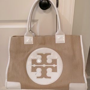 Tory Burch Straw Ella Tote Bag